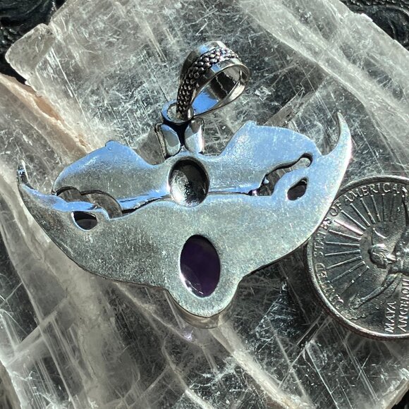 Halloween Flying Vampire Bat Amethyst Gemstone Crystal Jewelry Pendant Charm - Picture 6 of 7